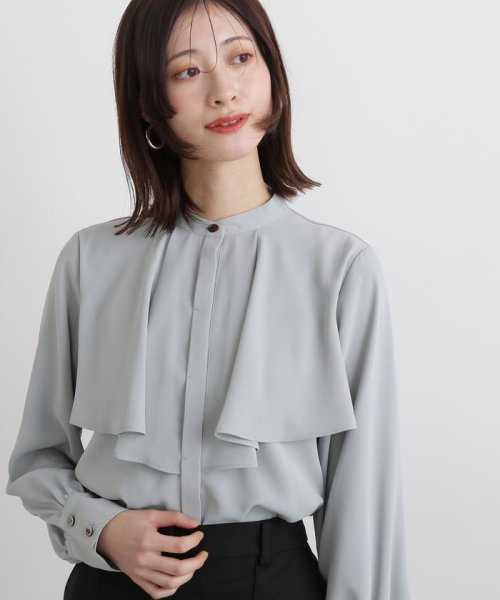 N Natural Beauty Basic(エヌナチュラルビューティベーシック)/フロントケープとろみブラウス 24SS/ブルーグリーン