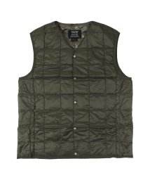 TAION(タイオン)/ TAION タイオン インナーダウン ベスト アウター メンズ ベーシック Vネックボタン 防寒 V NECK BUTTON DOWN VEST ブラック グ/オリーブ