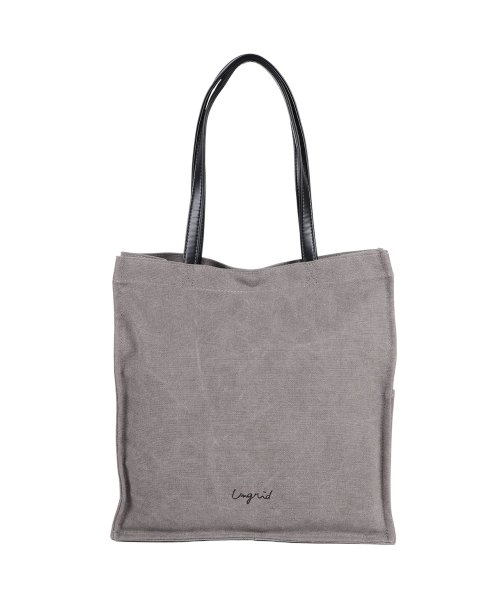 Ungrid(アングリッド)/ アングリッド Ungrid トートバッグ キャンパス ラージ レディース A4対応 大きめ ウォッシュド コットン TOTE BAG アイボリー グレー カー/グレー