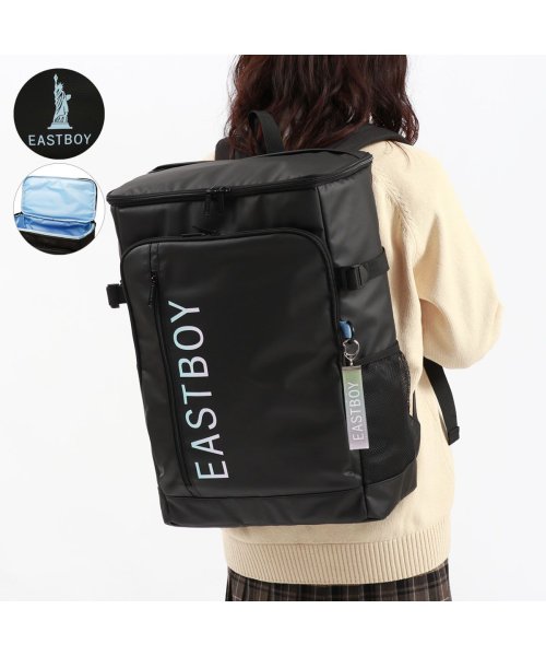 EASTBOY(イーストボーイ)/イーストボーイ リュック スクール バッグ 30L 大容量 軽量 EASTBOY デイバッグ 通学 ボックス型 黒 A3 PC 撥水 クリア EBA88/ブラック系1