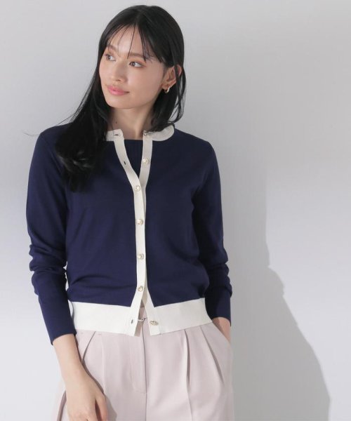 NATURAL BEAUTY BASIC(ナチュラルビューティーベーシック)/バイカラーニットアンサンブル　24SS/ネイビー系2