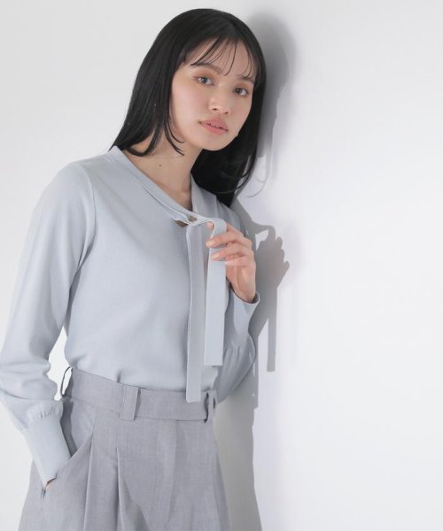 NATURAL BEAUTY BASIC(ナチュラルビューティーベーシック)/ハトメポイントボウタイニット　24SS/ミントブルー