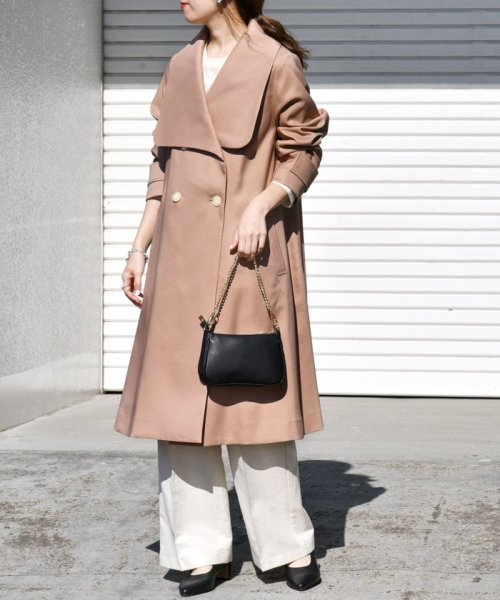 SHIPS any: ドライツイル ショールカラー Aライン コート［NAVY BLUE］ SHIPS any ドライツイル