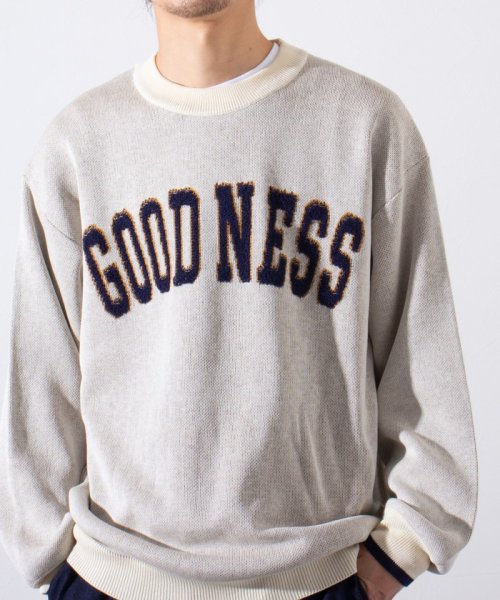 GLOSTER(GLOSTER)/【GLOSTER/グロスター】GOODNESS ループジャガード カレッジニット/キナリ