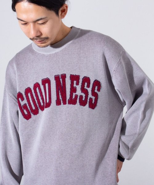 GLOSTER(GLOSTER)/【GLOSTER/グロスター】GOODNESS ループジャガード カレッジニット/グレー