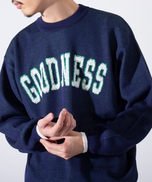 GLOSTER(GLOSTER)/【GLOSTER/グロスター】GOODNESS ループジャガード カレッジニット/ネイビー