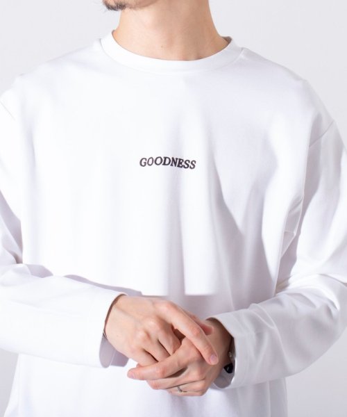 GLOSTER(GLOSTER)/【GLOSTER/グロスター】ボックスロゴ刺繍 ポンチ長袖Tシャツ/ホワイト