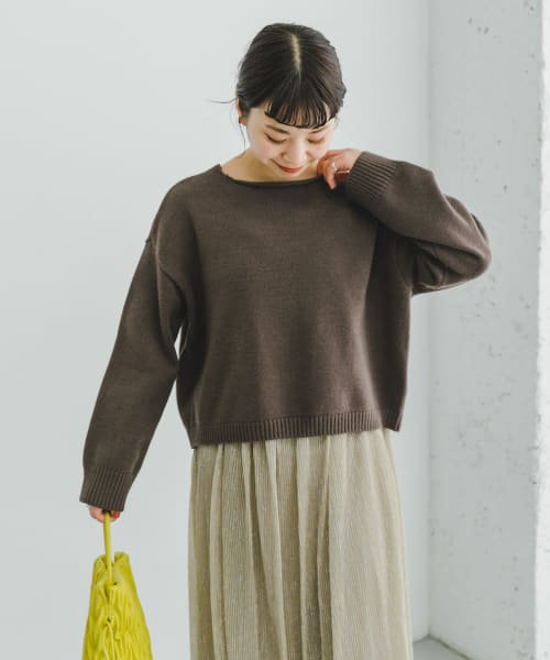 ITEMS URBANRESEARCH(アイテムズ アーバンリサーチ（レディース）)/『静電気防止』『洗濯可』ボートネックニットプルオーバー/MOC