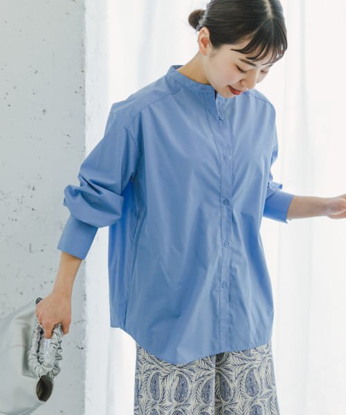 ITEMS URBANRESEARCH(アイテムズ アーバンリサーチ（レディース）)/バンドカラーシャツ/BLU