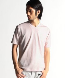 HIDEAWAYS NICOLE(ハイダウェイ ニコル)/ブリスターグレンチェックＶネック半袖Tシャツ/08ピンク
