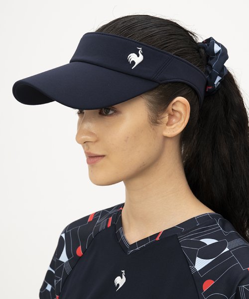 le coq sportif (ルコックスポルティフ)/シュシュ付きサンバイザー(庇9cmモデル)/ネイビー