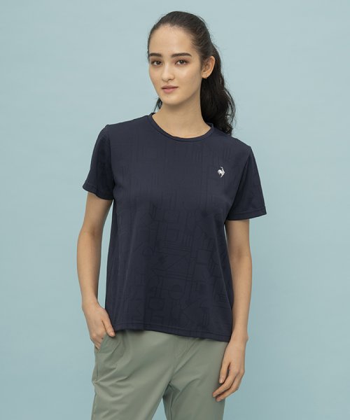 le coq sportif (ルコックスポルティフ)/ジャガードニット 半袖Tシャツ/ネイビー