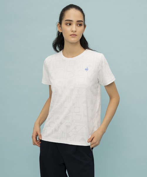le coq sportif (ルコックスポルティフ)/ジャガードニット 半袖Tシャツ/ホワイト