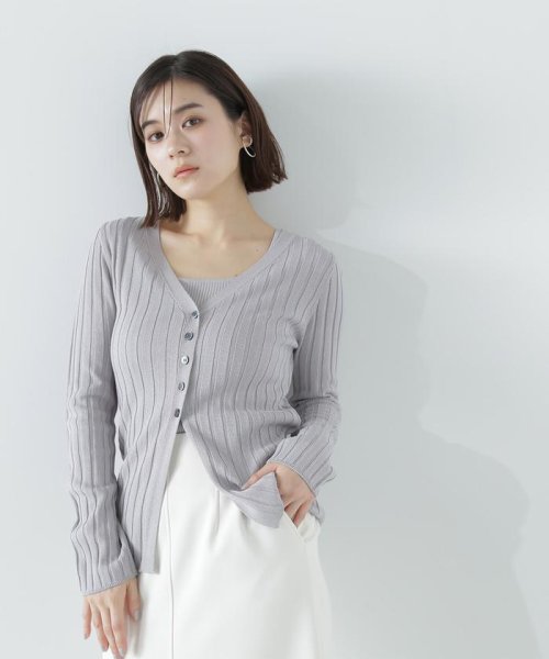 NATURAL BEAUTY BASIC(ナチュラルビューティーベーシック)/ワイドリブアンサンブルニット　24SS/グレー