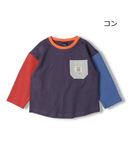 Crescent(クレセント)/【子供服】 crescent (クレセント) 切替長袖Tシャツ 80cm～130cm N12801/ネイビー