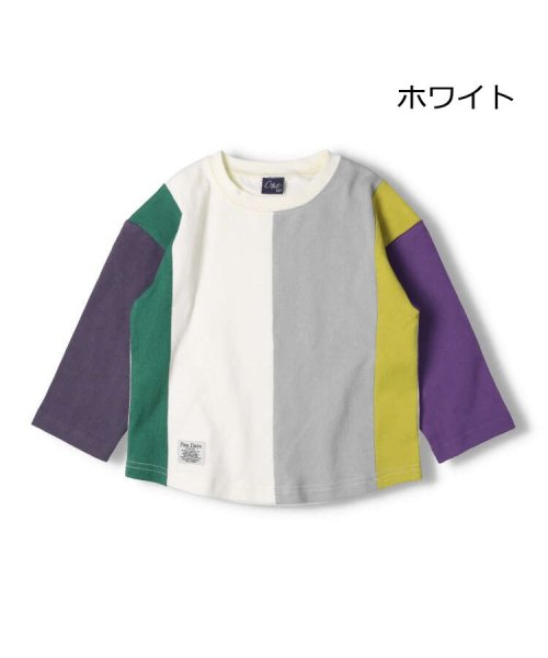 Crescent(クレセント)/【子供服】 crescent (クレセント) 切替長袖Tシャツ 80cm～130cm N12801/ホワイト