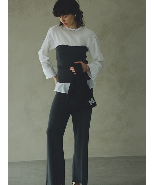 【WEB限定カラー・サイズあり】シアーブラウスニットベアパンツ3点SET 5cm ビスチェ 予めご了承ください わたり幅27 L1372071695 (10450円)