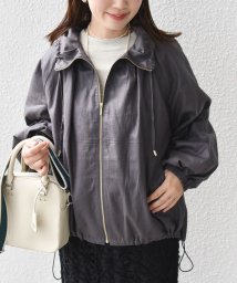 SHIPS WOMEN(シップス　ウィメン)/* 〈手洗い可能〉リネン レーヨン コーティング スタンド カラー ジップ ブルゾン 24SS ◇/チャコールグレー