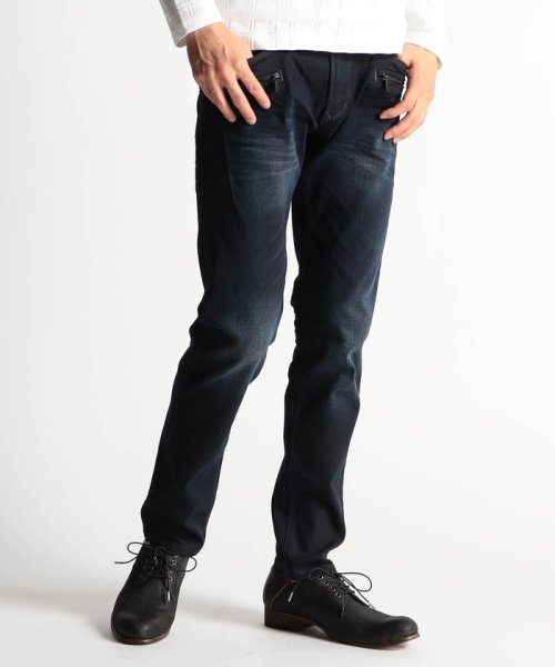 黒顔料ビットデニムパンツ 