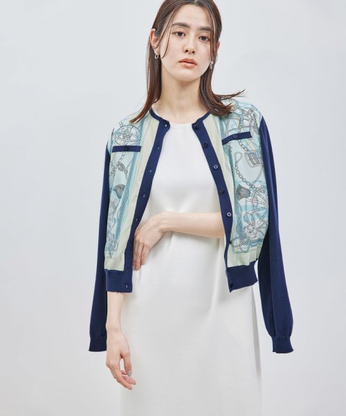 【洗える】ヴィンテージスカーフプリントカーディガン【セットアップ対応】 品番 GGM24020