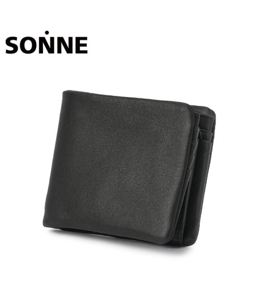 SONNE(ゾンネ)/ゾンネ ソフテン 二つ折り財布 本革 メンズ ブランド SONNE SOFTEN SOFT003/ブラック