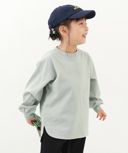 devirock(デビロック)/無地 ヘビーウェイト ロング丈 長袖Tシャツ 子供服 キッズ ベビー 女の子 トップス 長袖Tシャツ ロンT 綿100% 吸汗/グリーン