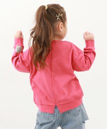 devirock(デビロック)/バックスリット 長袖Tシャツ 子供服 キッズ 女の子 トップス 長袖Tシャツ ロンT 綿100% 吸汗 ゆるっと シルエット/ピンク