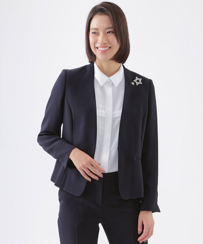 【未使用】TRANCE WORK ノーカラージャケット&パンツ ブラック 021_N 24HR-WEARABLE ミニマルジャケット (ブラック) – K-3B