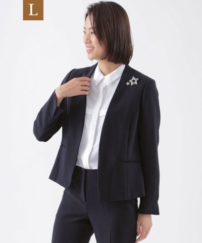 【L】【ウォッシャブル】【美シリーズ】【セットアップ対応】ダブルフェイスノーカラ