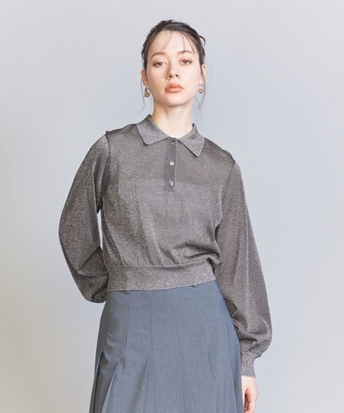 BEAUTY&YOUTH UNITED ARROWS(ビューティーアンドユース　ユナイテッドアローズ)/シアーラメ ポロニット －ウォッシャブル－/DK.GRAY