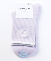 Lovetoxic(ラブトキシック)/刺繍リブクルーソックス/ラベンダー