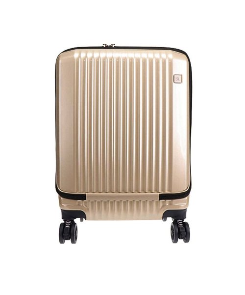 SaxoLine(サクソライン)/保証付 サクソライン スーツケース フロントオープン Sサイズ SaxoLine 34L 機内持ち込みサイズ ?ストッパー付スプリングキャスター 08455/シャンパンゴールド