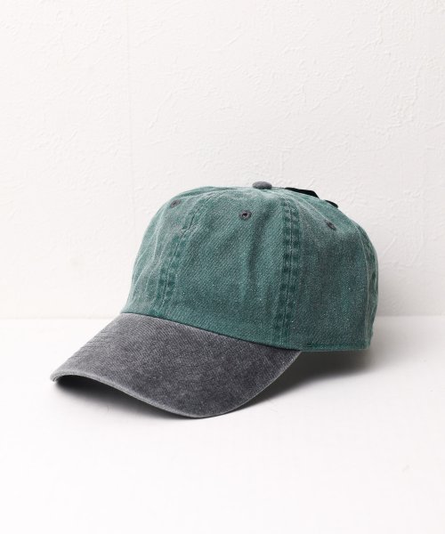ar/mg(エーアールエムジー)/【W】【it】【1201(twotone)】【newhattan】Baseball Low Cap pigment dyed two tone/グリーン