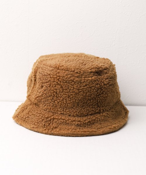 ar/mg(エーアールエムジー)/【W】【it】【2512】【newhattan】Bucket Hat boa fleece/キャメル