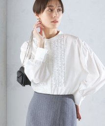 SHIPS WOMEN/〈手洗い可能〉異素材 フリル デザイン ブラウス 24SS/505858410