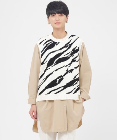 【ウォッシャブル】タイガーインターシャニットベスト