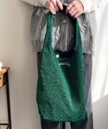 fredy emue(フレディエミュ)/ラメワンポイント刺繍トートバッグ/グリーン