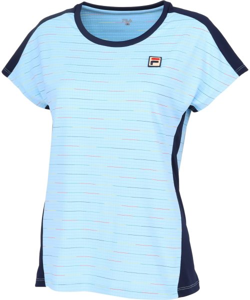 FILA（ZETT Ladies）(フィラ（ゼット　レディース）)/【テニス】レインボーボーダー ラウンドネックネックシャツ レディース/サックス