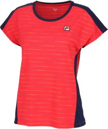 FILA（ZETT Ladies）(フィラ（ゼット　レディース）)/【テニス】レインボーボーダー ラウンドネックネックシャツ レディース/レッド