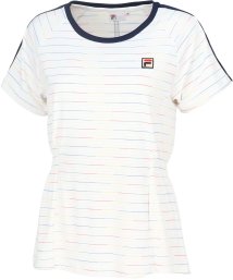 FILA（ZETT Ladies）(フィラ（ゼット　レディース）)/【テニス】レインボーボーダー クルーネックシャツ レディース/ホワイト