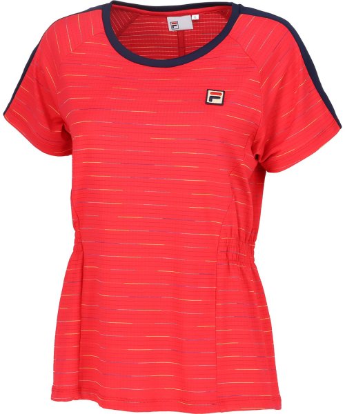 FILA（ZETT Ladies）(フィラ（ゼット　レディース）)/【テニス】レインボーボーダー クルーネックシャツ レディース/レッド