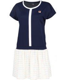 FILA（ZETT Ladies）(フィラ（ゼット　レディース）)/【テニス】レインボーボーダー クルーネック 切替ワンピース レディース/ホワイト