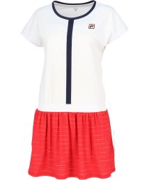 FILA（ZETT Ladies）(フィラ（ゼット　レディース）)/【テニス】レインボーボーダー クルーネック 切替ワンピース レディース/レッド