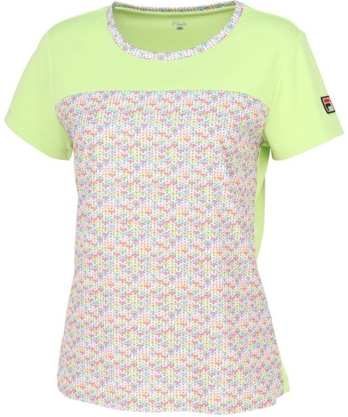 FILA（ZETT Ladies）(フィラ（ゼット　レディース）)/【テニス】切替 ミックスニットプリント クルーネックシャツ レディース/ピンク