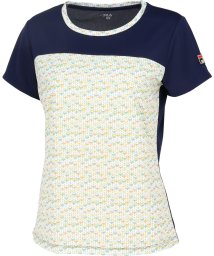 FILA（ZETT Ladies）(フィラ（ゼット　レディース）)/【テニス】切替 ミックスニットプリント クルーネックシャツ レディース/ホワイト