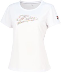 FILA（ZETT Ladies）/【テニス】ミックスニットプリント アップリケロゴ クルーネックTシャツ レディース/505856452