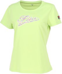 FILA（ZETT Ladies）(フィラ（ゼット　レディース）)/【テニス】ミックスニットプリント アップリケロゴ クルーネックTシャツ レディース/ライトグリーン