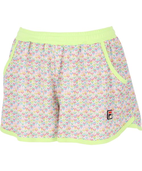 FILA（ZETT Ladies）(フィラ（ゼット　レディース）)/【テニス】ミックスニットプリント アップリケロゴ クルーネックTシャツ レディース/ピンク