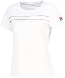 FILA（ZETT Ladies）(フィラ（ゼット　レディース）)/【テニス】無地 レインボーライン クルーネックシャツ レディース/ホワイト