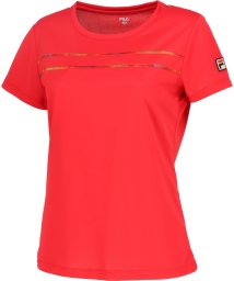 FILA（ZETT Ladies）(フィラ（ゼット　レディース）)/【テニス】無地 レインボーライン クルーネックシャツ レディース/レッド